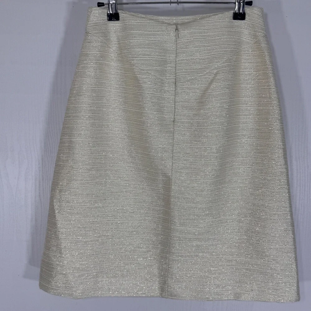 Anthropologie x‎ Paper Crown Shimmered Cressida Ivory Gold A-Line Skirt Size 4